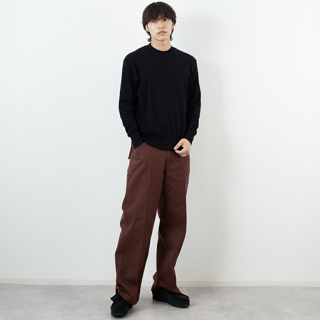 BEN DAVIS [ベンデイビス] エクストラ ワイドチノパンツ [T-23180009] 32 BROWN &&モデル身長：179cm 着用サイズ：32&&