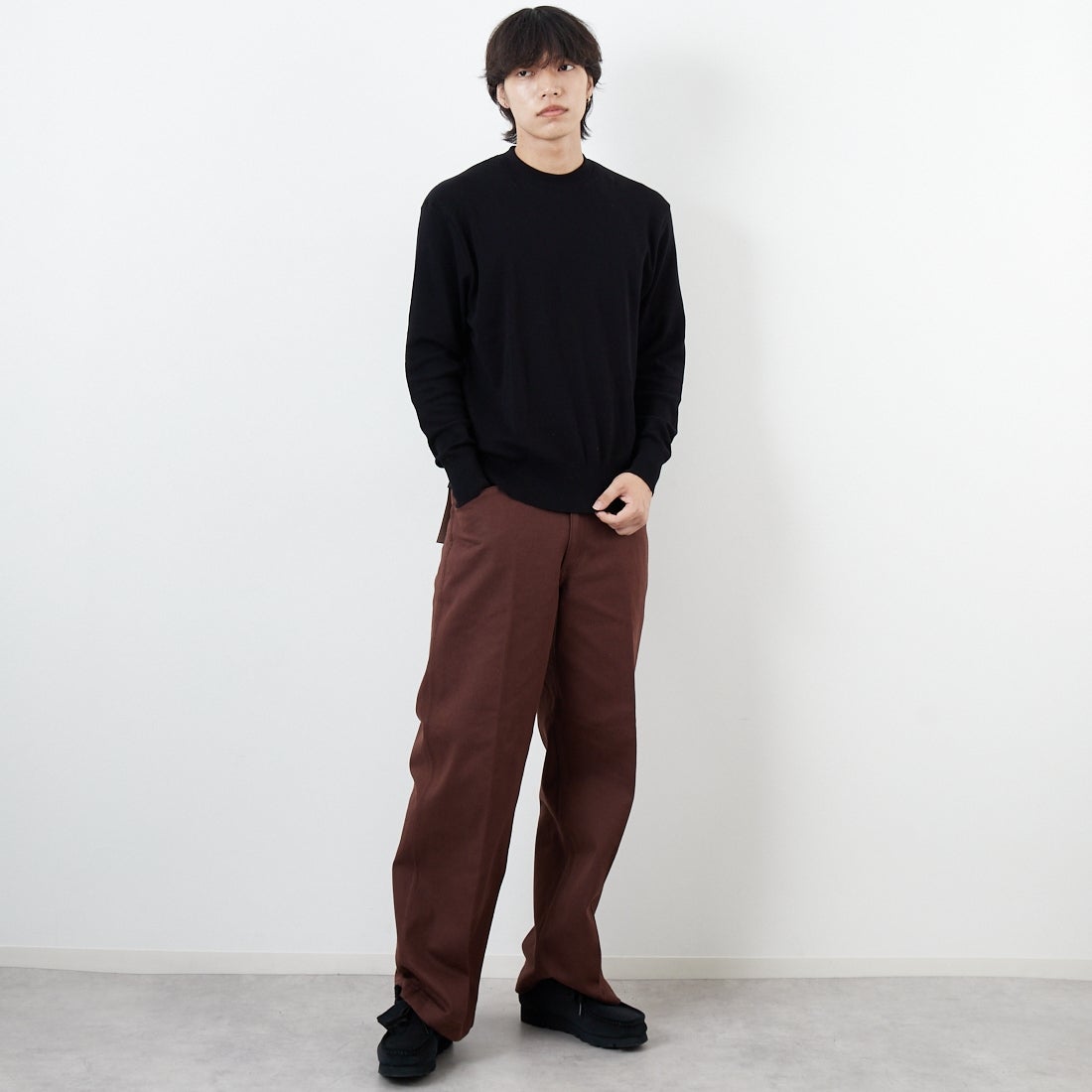 BEN DAVIS [ベンデイビス] エクストラ ワイドチノパンツ [T-23180009] 32 BROWN &&モデル身長：179cm 着用サイズ：32&&