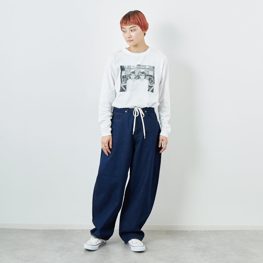 Noir Fabrik [ヌワールファブリック] カーブイージーデニムパンツ [NF-251-008] ONE WASH &&モデル身長：160cm 着用サイズ：S&&