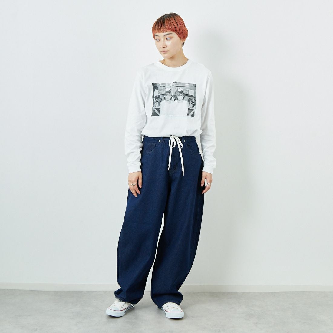 Noir Fabrik [ヌワールファブリック] カーブイージーデニムパンツ [NF-251-008] ONE WASH &&モデル身長：160cm 着用サイズ：S&&