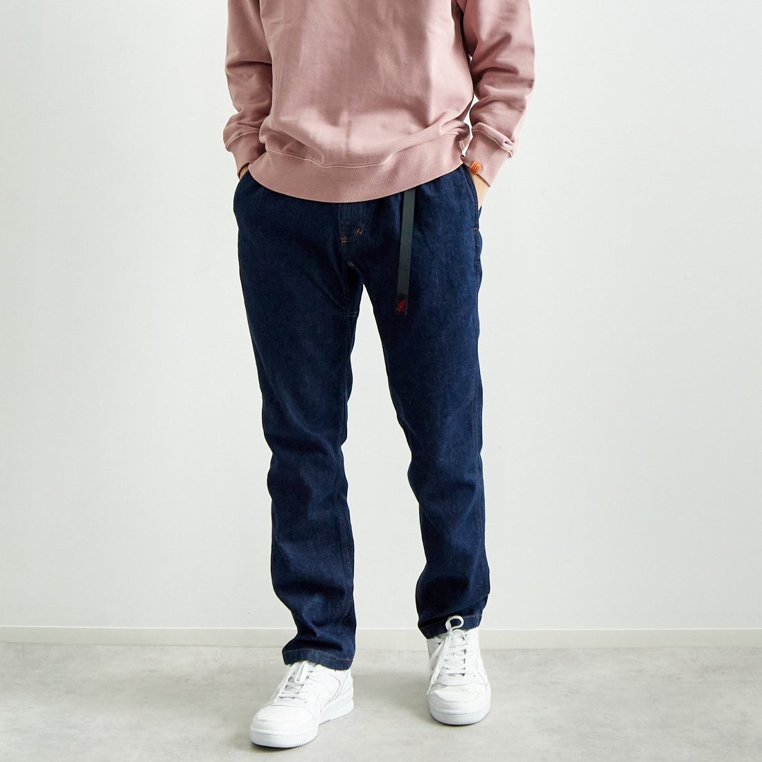 GRAMiCCi [グラミチ] ストレッチデニム NNパンツクロップド [GMP5-SJP05] ONE WASH &&モデル身長：179cm 着用サイズ：L&&