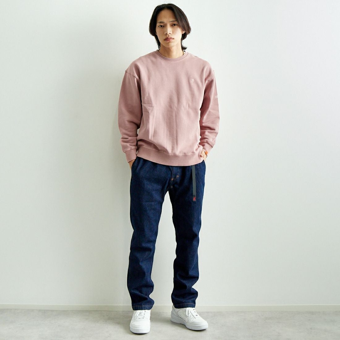 GRAMiCCi [グラミチ] ストレッチデニム NNパンツクロップド [GMP5-SJP05] ONE WASH &&モデル身長：179cm 着用サイズ：L&&