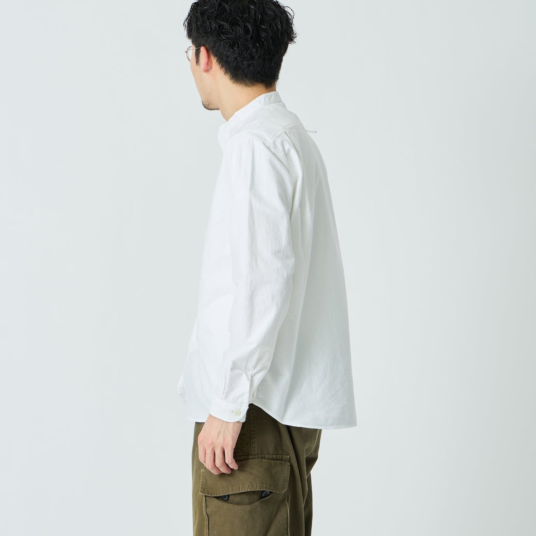 DANTON [ダントン] オックスフォード バンドカラーシャツ [DT-B0280SOX] WHITE &&モデル身長：168cm 着用サイズ：38&&