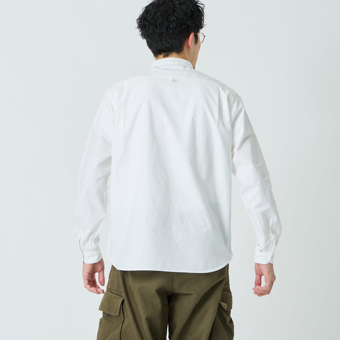 DANTON [ダントン] オックスフォード バンドカラーシャツ [DT-B0280SOX] WHITE &&モデル身長：168cm 着用サイズ：38&&