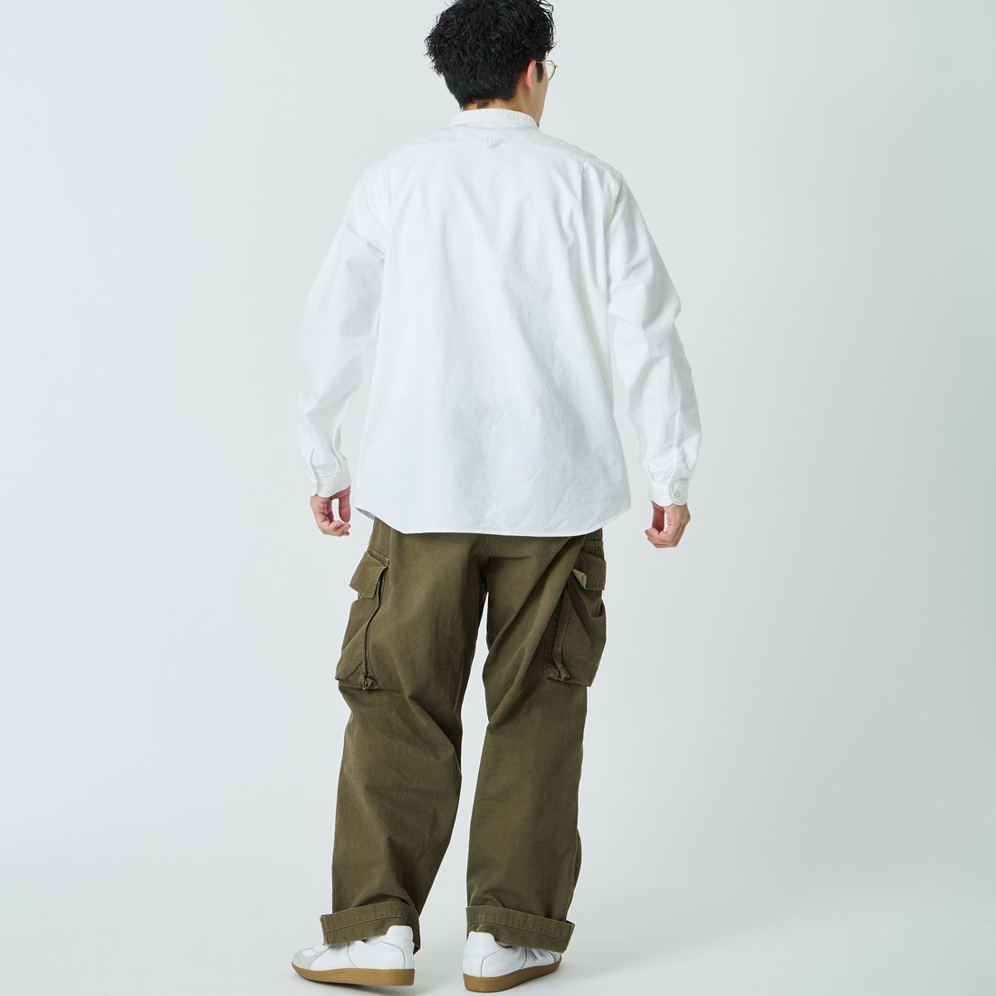 DANTON [ダントン] オックスフォード バンドカラーシャツ [DT-B0280SOX] WHITE &&モデル身長：168cm 着用サイズ：42&&