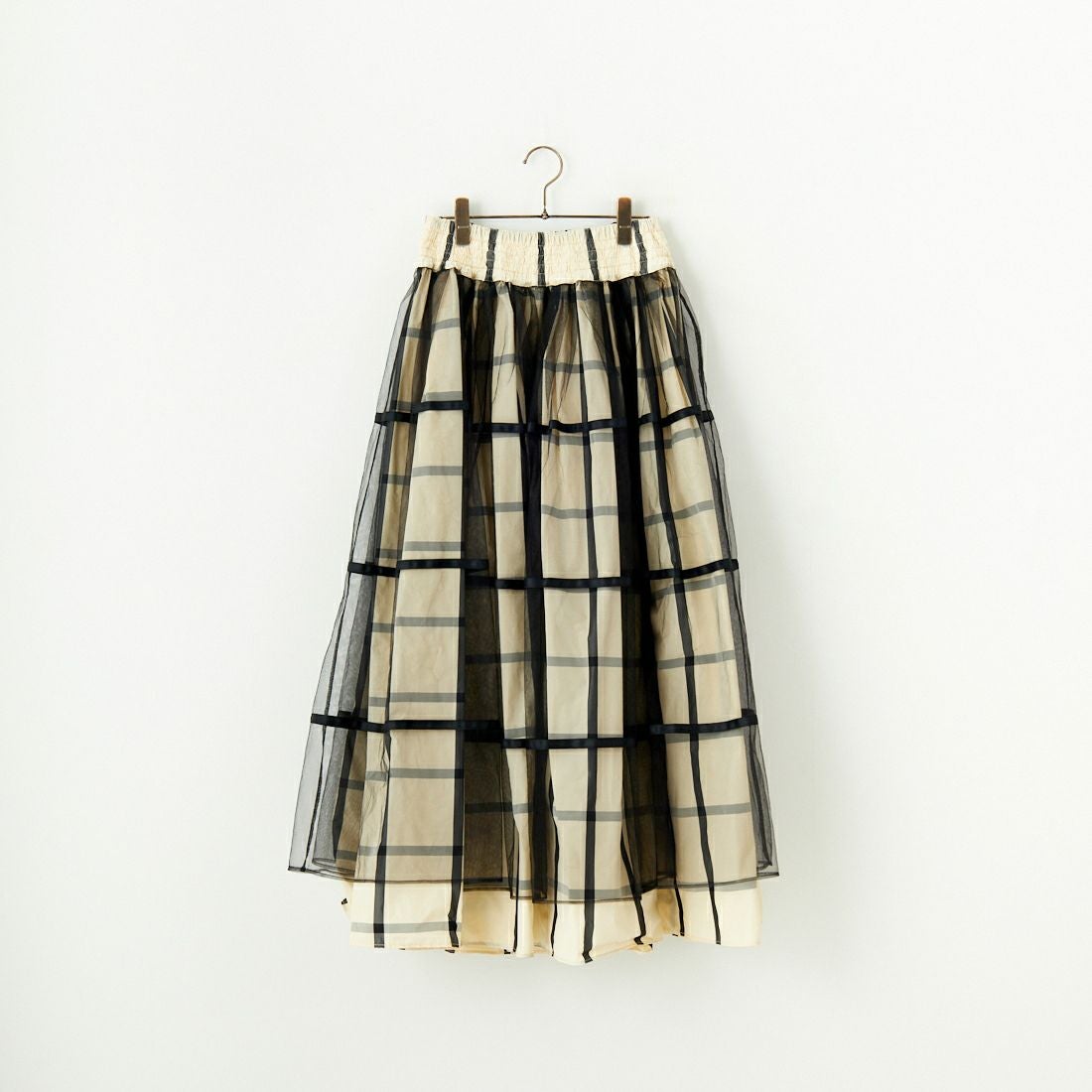 MAISON SPECIAL [メゾンスペシャル] 2WAY チュールレイヤーチェックボリュームスカート [21251515201] WHT