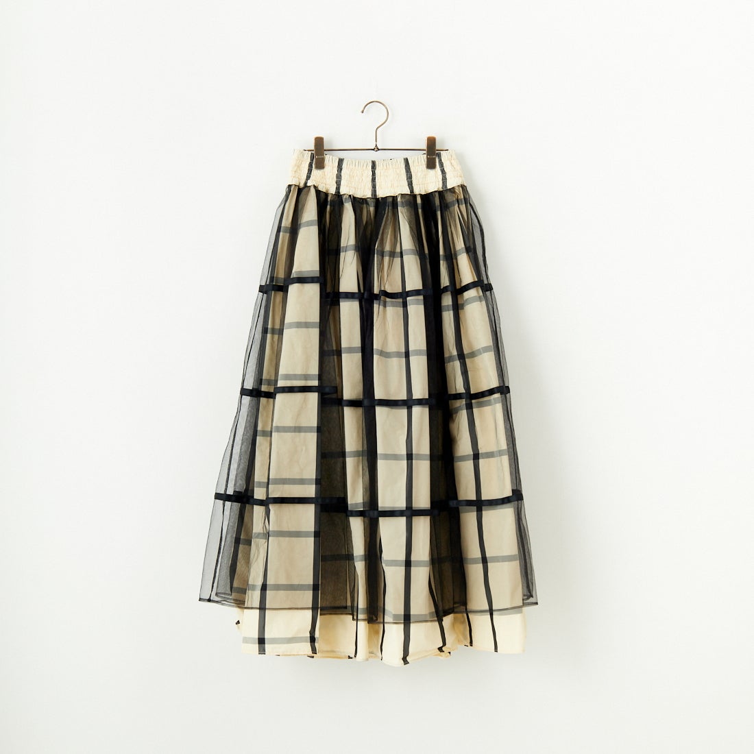 MAISON SPECIAL [メゾンスペシャル] 2WAY チュールレイヤーチェックボリュームスカート [21251515201] WHT