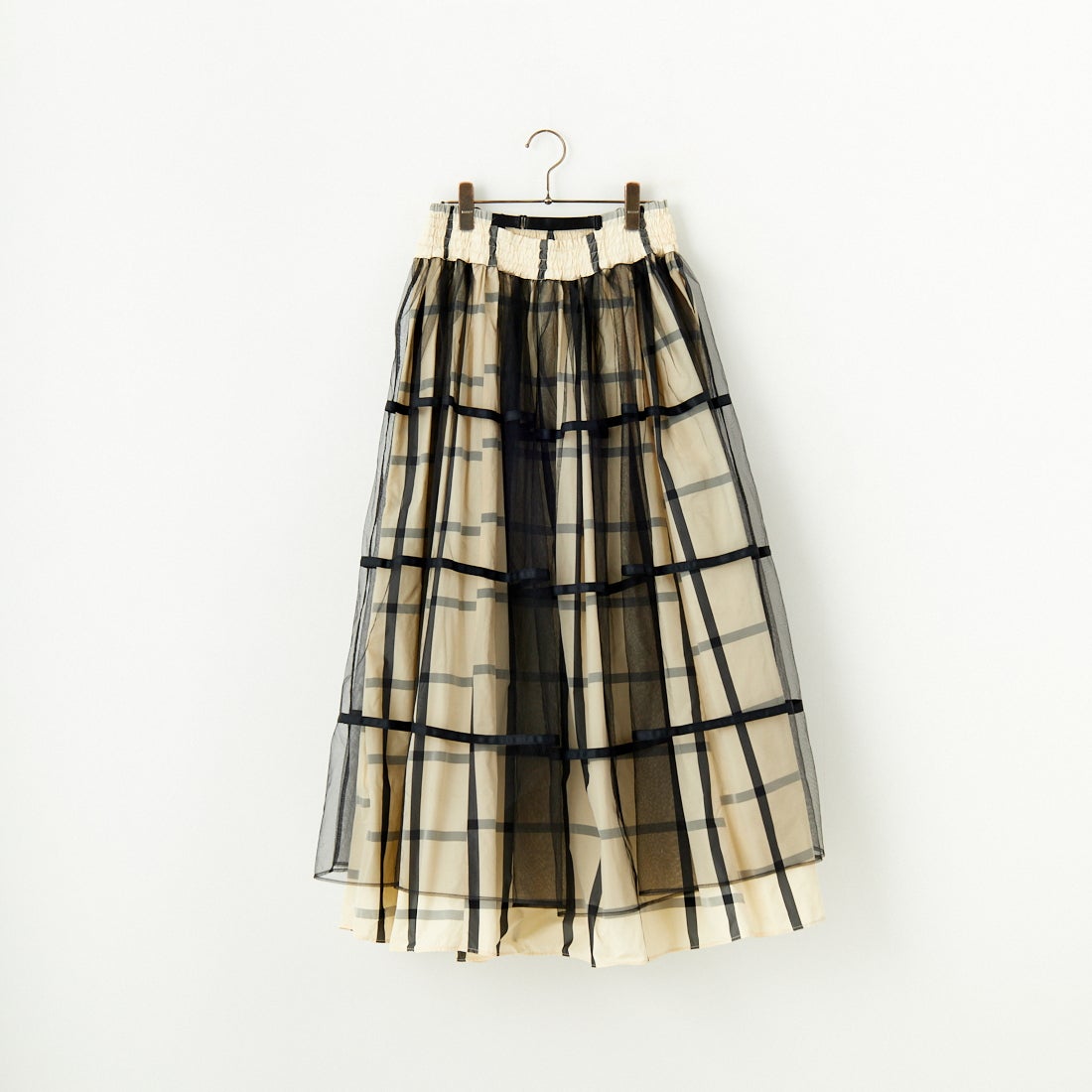 MAISON SPECIAL [メゾンスペシャル] 2WAY チュールレイヤーチェックボリュームスカート [21251515201] WHT