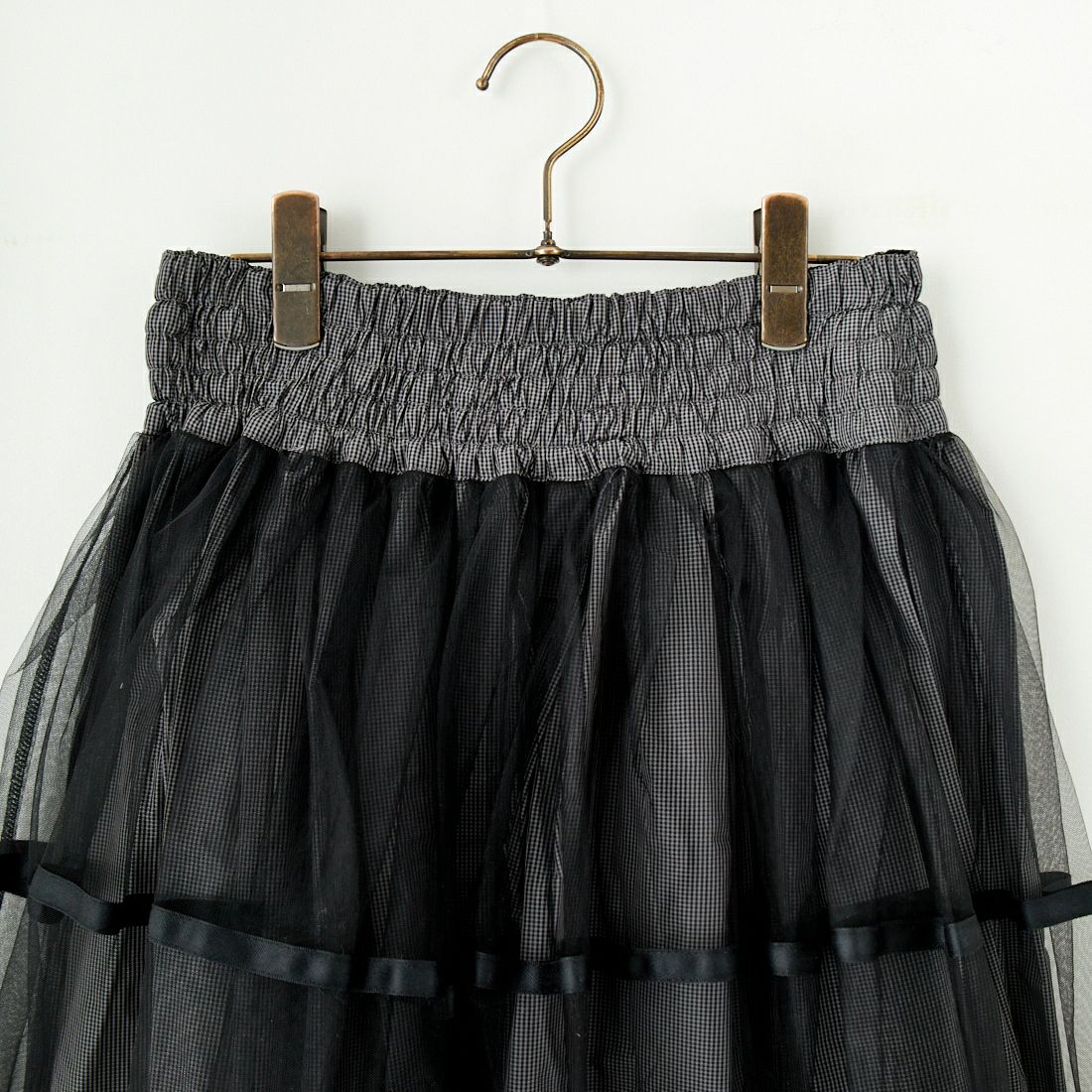 MAISON SPECIAL [メゾンスペシャル] 2WAY チュールレイヤーチェックボリュームスカート [21251515201] GRY