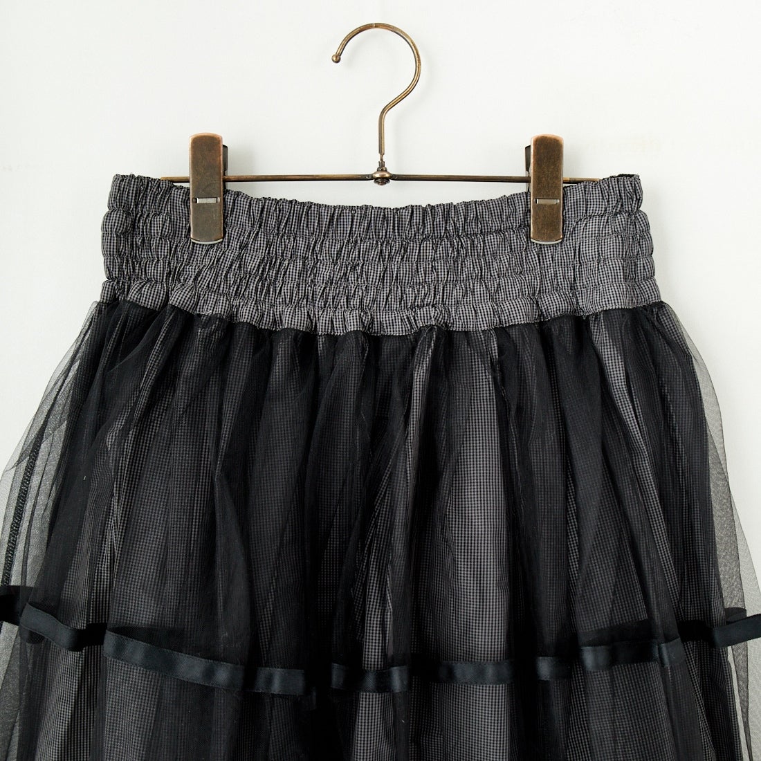 MAISON SPECIAL [メゾンスペシャル] 2WAY チュールレイヤーチェックボリュームスカート [21251515201] GRY