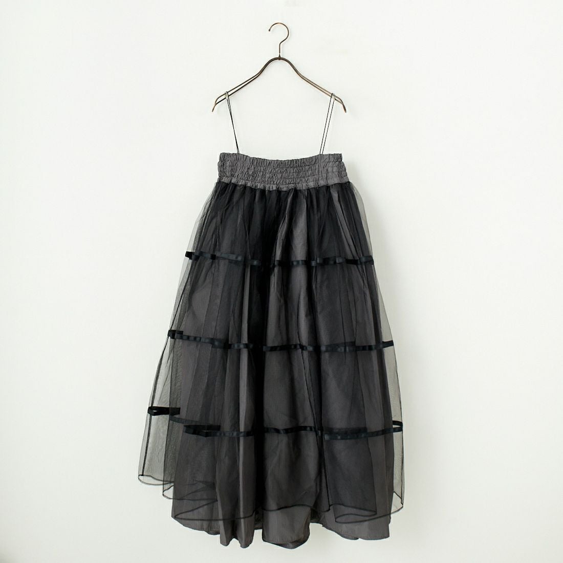 MAISON SPECIAL [メゾンスペシャル] 2WAY チュールレイヤーチェックボリュームスカート [21251515201] GRY