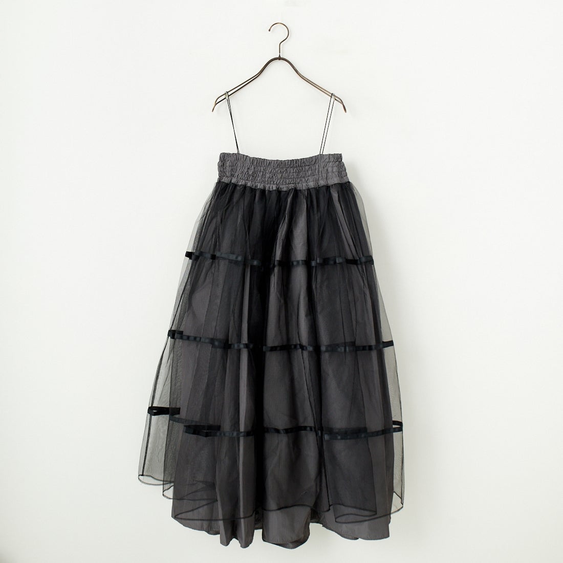 MAISON SPECIAL [メゾンスペシャル] 2WAY チュールレイヤーチェックボリュームスカート [21251515201] GRY