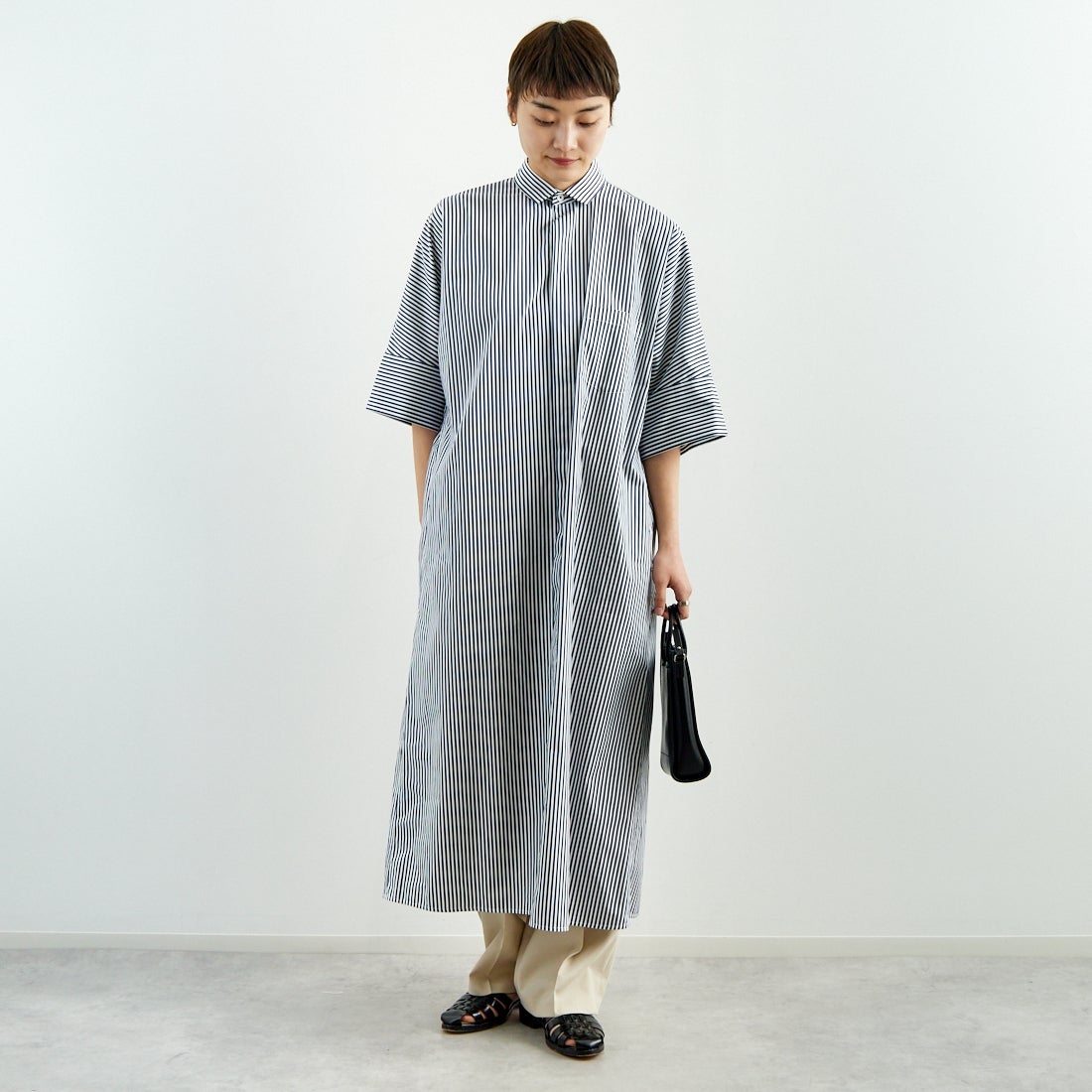 NVY STRIPE&&モデル身長：160cm 着用サイズ：F&&