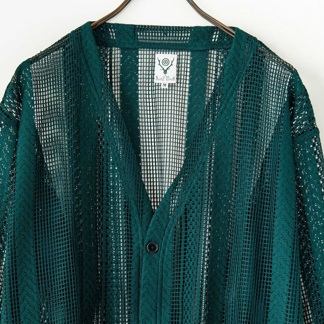 South2West8 [サウスツーウエストエイト] Vネックメッシュカーディガン