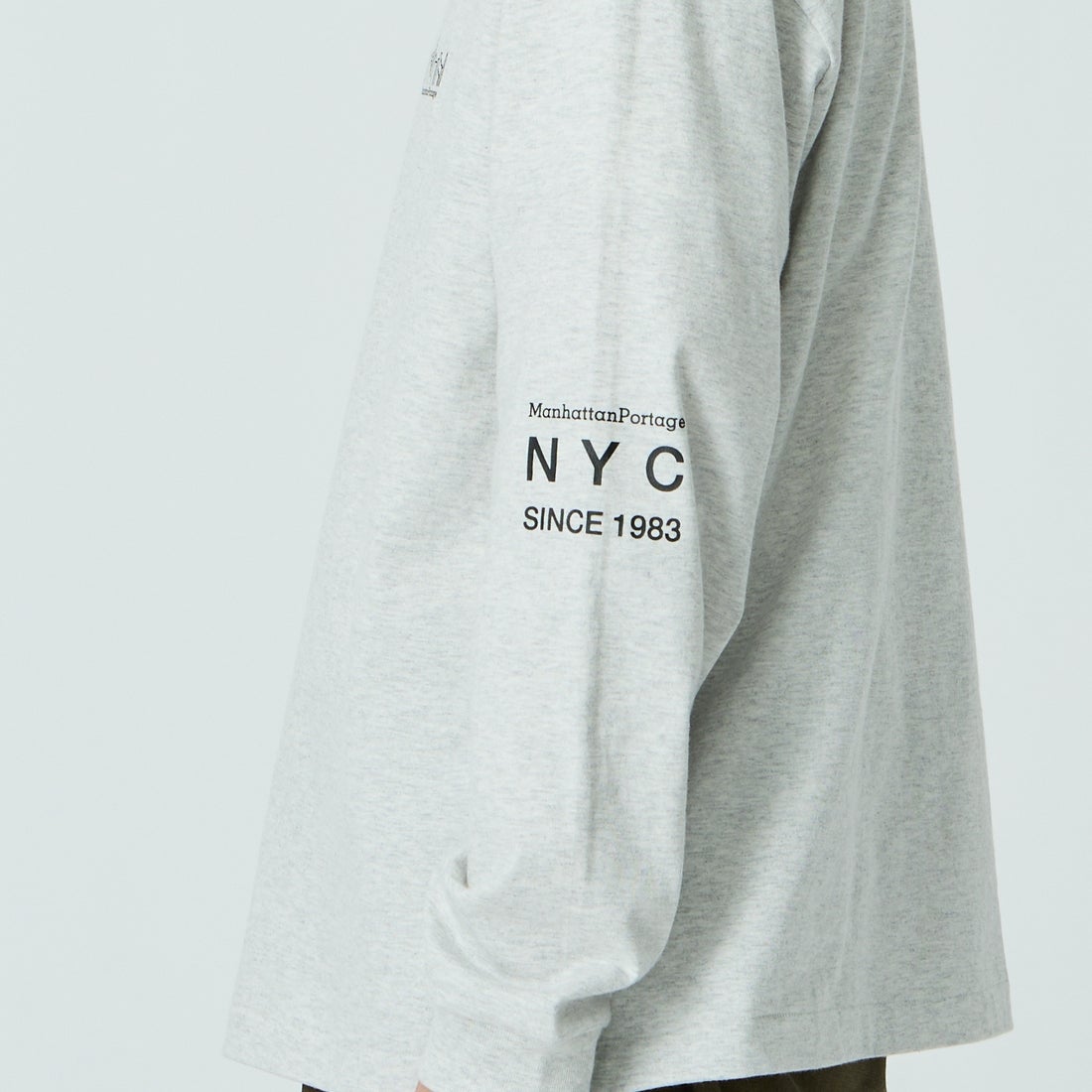 MANHATTAN PORTAGE [マンハッタンポーテージ] ワンポイントスカイラインロゴ 袖プリントロングTシャツ [MP-M580] H.GRAY