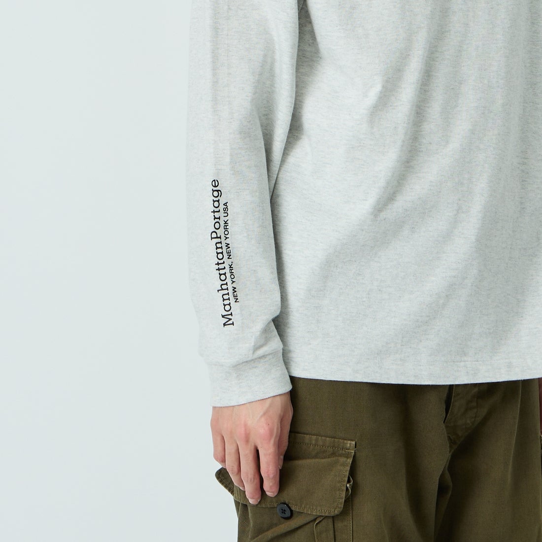 MANHATTAN PORTAGE [マンハッタンポーテージ] ワンポイントスカイラインロゴ 袖プリントロングTシャツ [MP-M580] H.GRAY