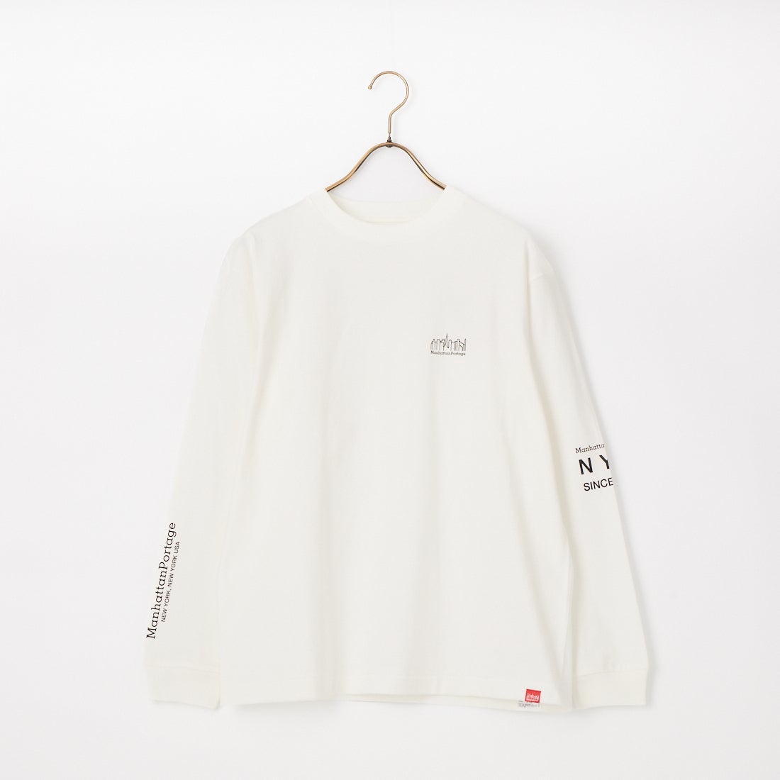 MANHATTAN PORTAGE [マンハッタンポーテージ] ワンポイントスカイラインロゴ 袖プリントロングTシャツ [MP-M580] WHITE