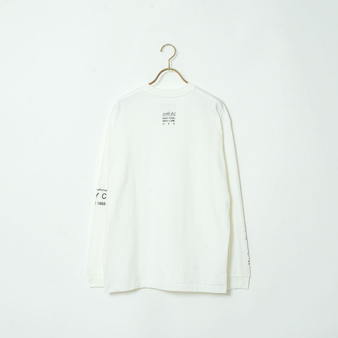 MANHATTAN PORTAGE [マンハッタンポーテージ] ワンポイントスカイラインロゴ 袖プリントロングTシャツ [MP-M580] WHITE
