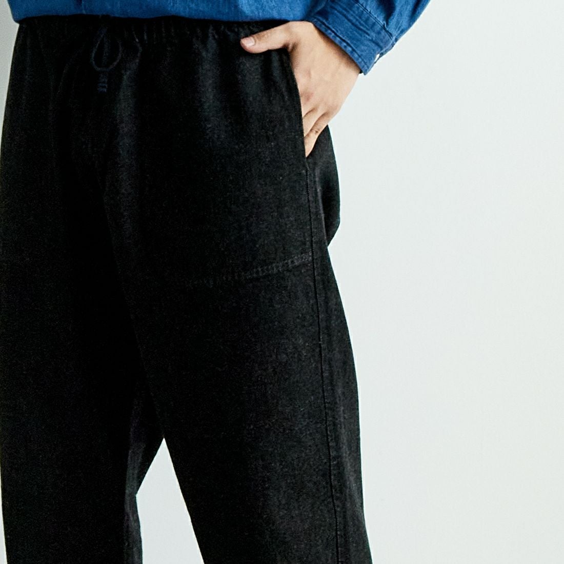 DANTON [ダントン] ブラックデニム イージーパンツ [DT-E0209KBK] BLACK DENI &&モデル身長：179cm 着用サイズ：40&&