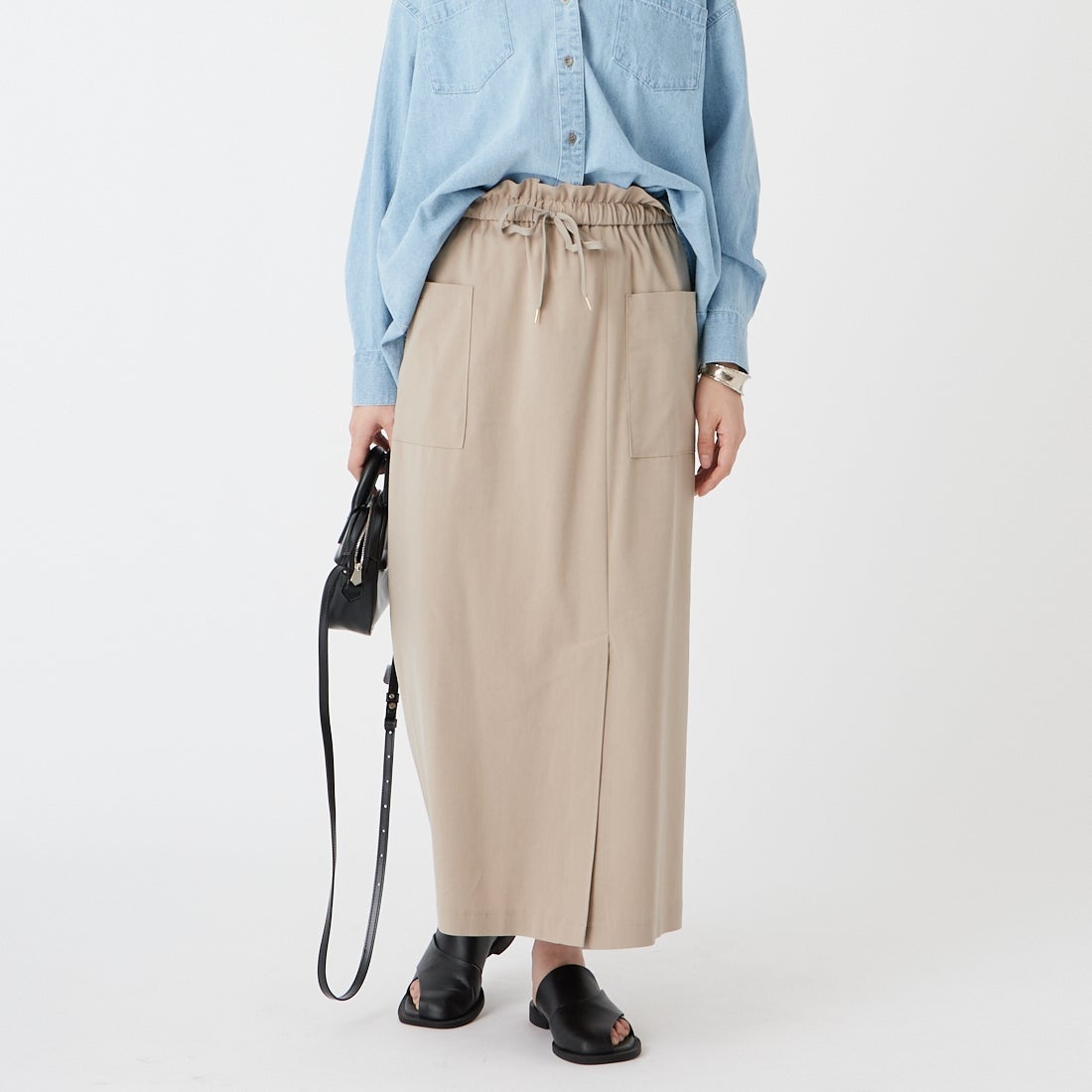 Jeans Factory Clothes [ジーンズファクトリークローズ] ストレッチドロストスカート [U-2131] 810 ｸﾞﾚｰｼﾞ &&モデル身長：162cm 着用サイズ：38&&