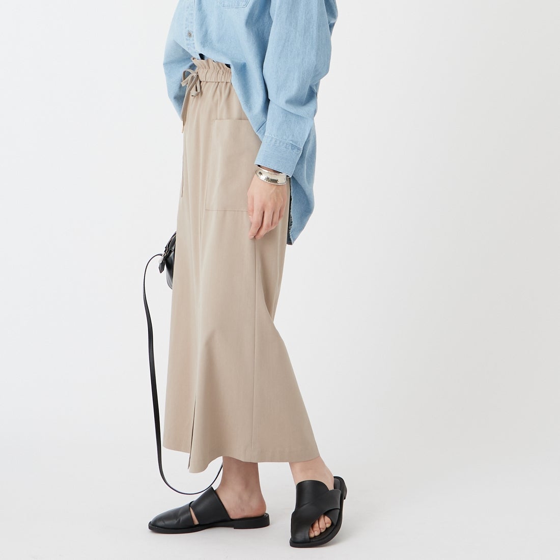 Jeans Factory Clothes [ジーンズファクトリークローズ] ストレッチドロストスカート [U-2131] 810 ｸﾞﾚｰｼﾞ &&モデル身長：162cm 着用サイズ：38&&
