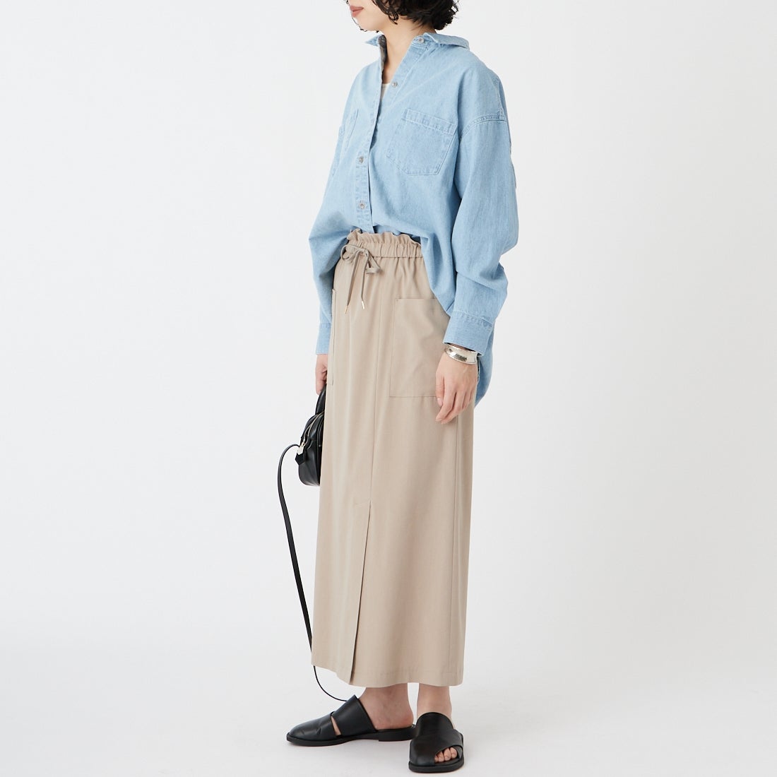 Jeans Factory Clothes [ジーンズファクトリークローズ] ストレッチドロストスカート [U-2131] 810 ｸﾞﾚｰｼﾞ &&モデル身長：162cm 着用サイズ：38&&