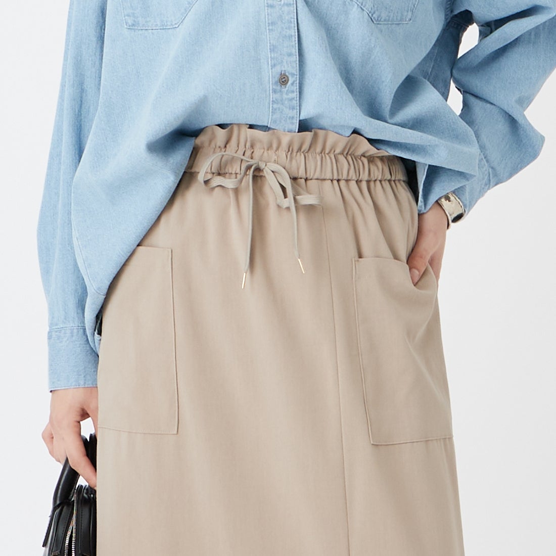 Jeans Factory Clothes [ジーンズファクトリークローズ] ストレッチドロストスカート [U-2131] 810 ｸﾞﾚｰｼﾞ &&モデル身長：162cm 着用サイズ：38&&