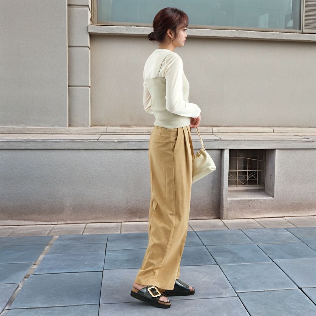 Jf Ready Made [ジェイエフレディメイド] ソウバリニットWジップビスチェ [3111201] 810 Lｸﾞﾚｲ &&モデル身長：167cm 着用サイズ：F&&