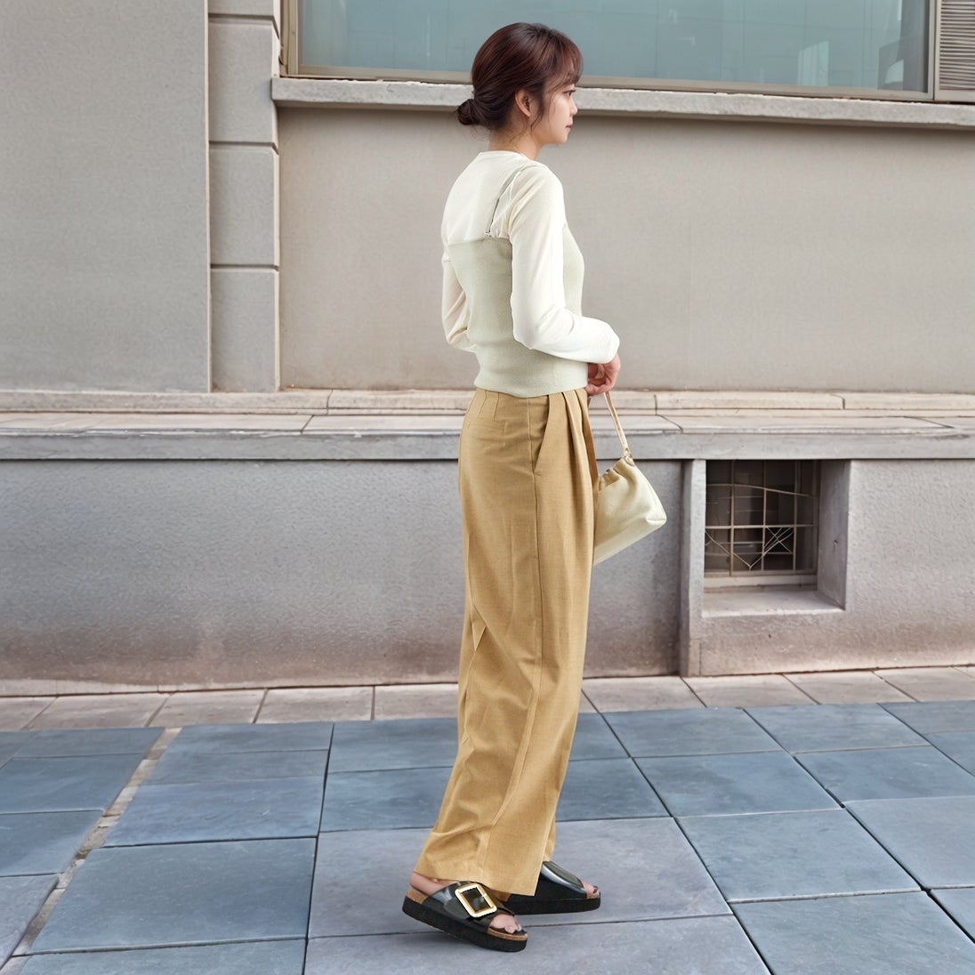 Jf Ready Made [ジェイエフレディメイド] ソウバリニットWジップビスチェ [3111201] 810 Lｸﾞﾚｲ &&モデル身長：167cm 着用サイズ：F&&