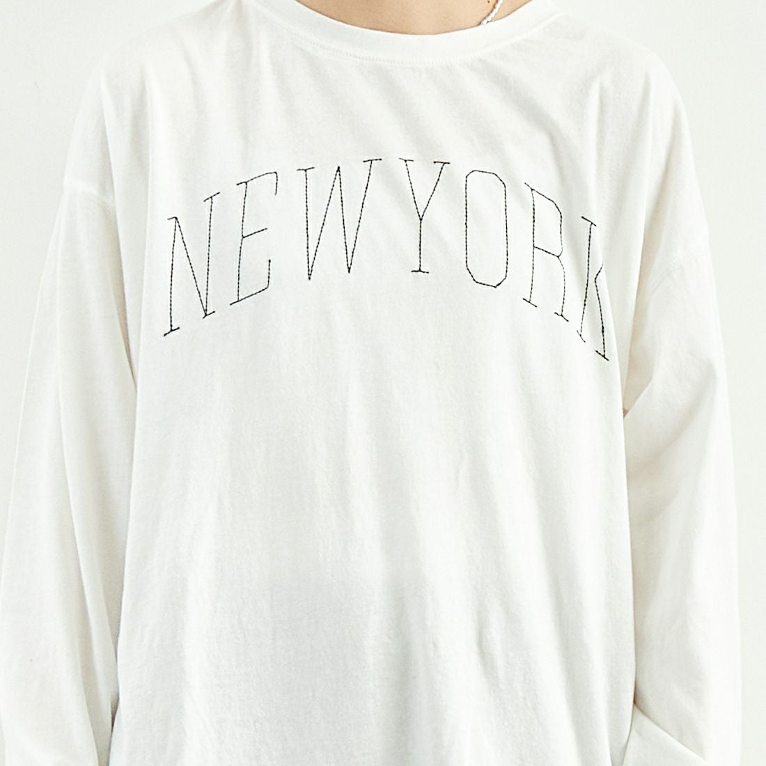 Quand [クアンド] ロングスリーブTシャツ [3111713] 104 OFF WH &&モデル身長：167cm 着用サイズ：F&&