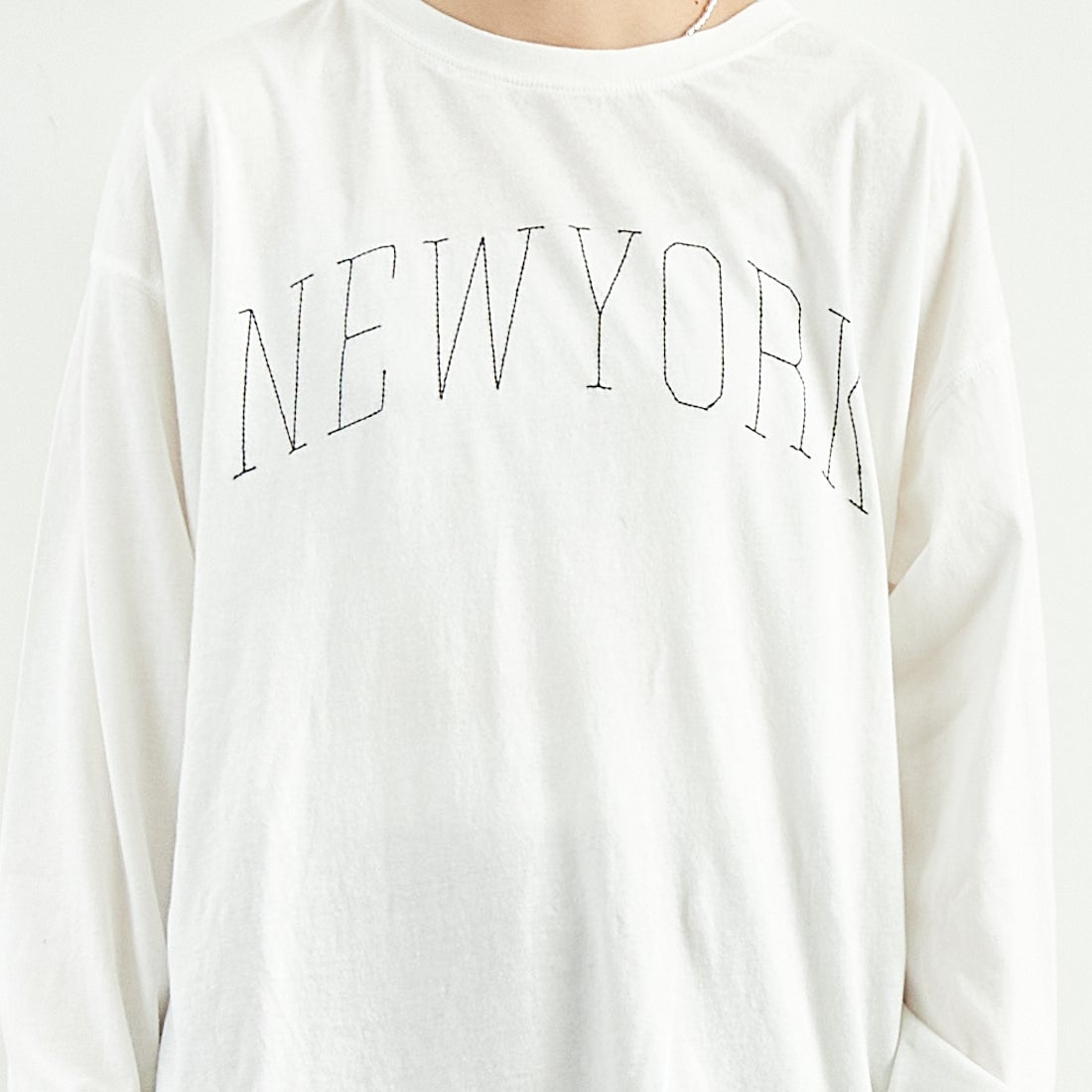 Quand [クアンド] ロングスリーブTシャツ [3111713] 104 OFF WH &&モデル身長：167cm 着用サイズ：F&&