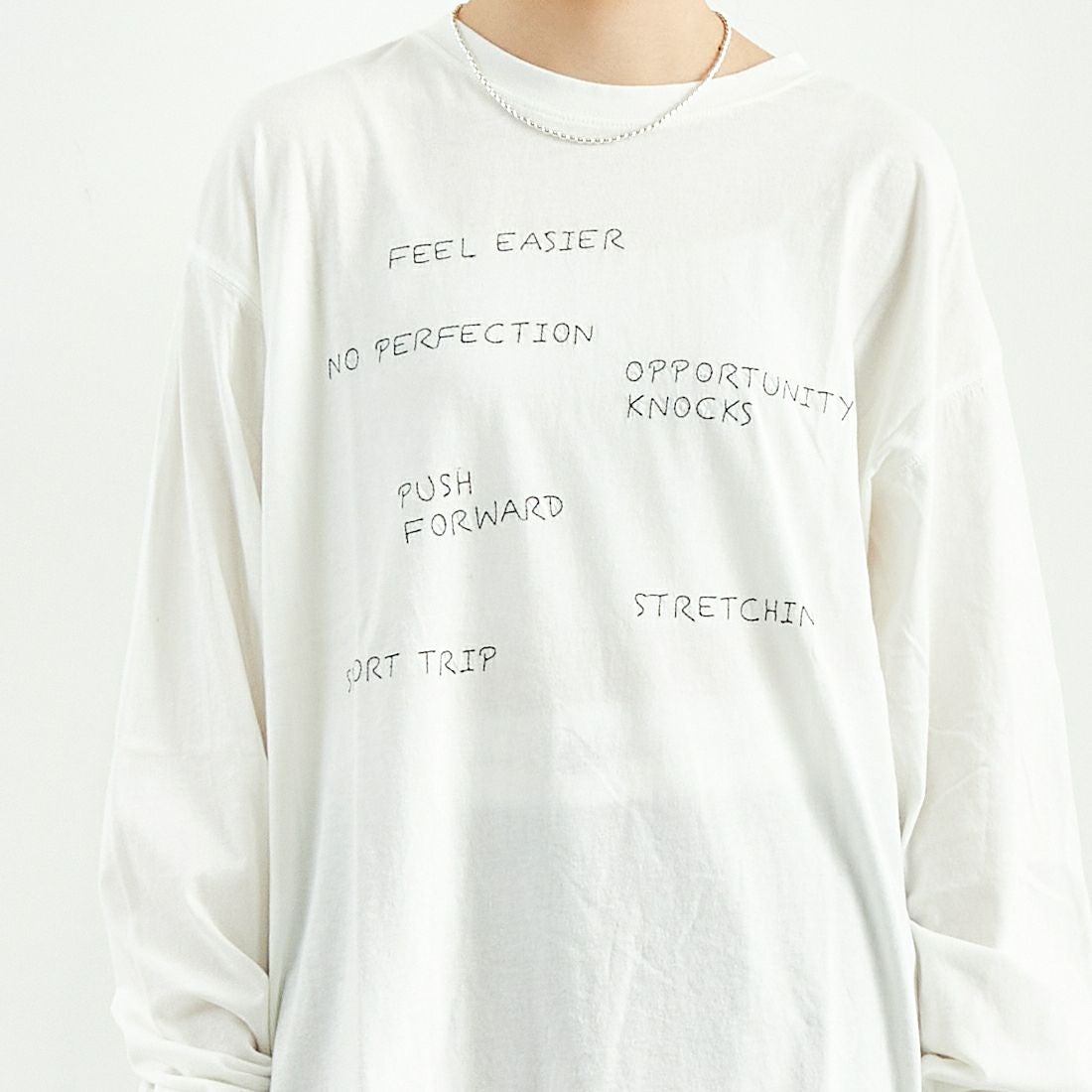 Quand [クアンド] ロングスリーブTシャツ [3111714] 104 OFF WH &&モデル身長：167cm 着用サイズ：F&&