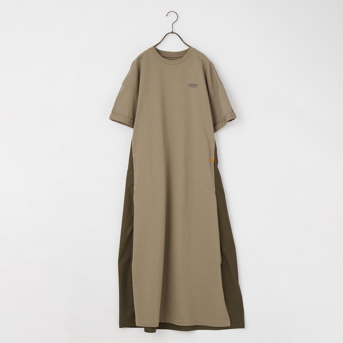 UNIVERSAL OVERALL [ユニバーサルオーバーオール] 別注 異素材切り替え マキシ丈ワンピース [U2512812IN-JF] GREIGE