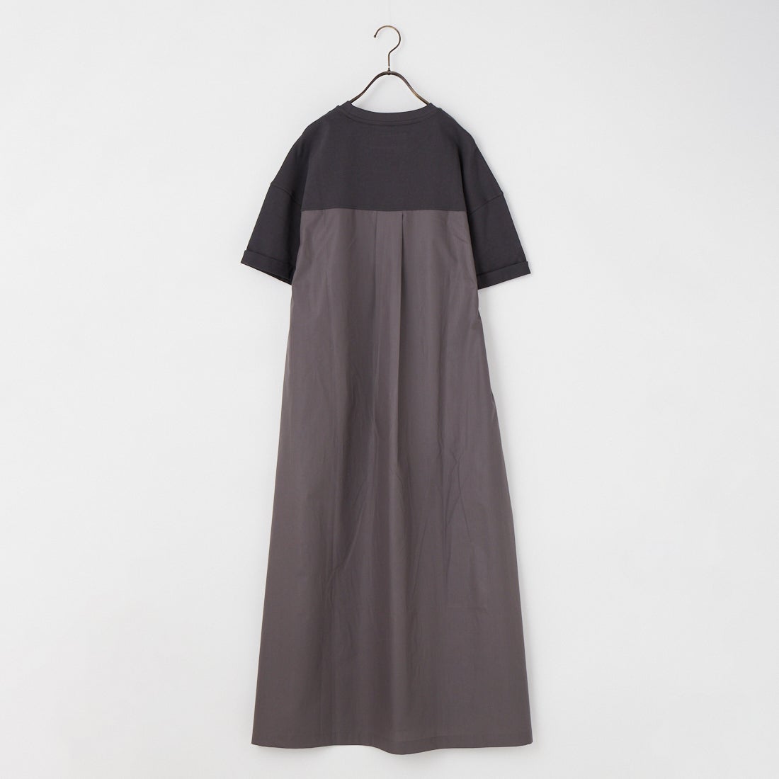 UNIVERSAL OVERALL [ユニバーサルオーバーオール] 別注 異素材切り替え マキシ丈ワンピース [U2512812IN-JF] CHARCOAL