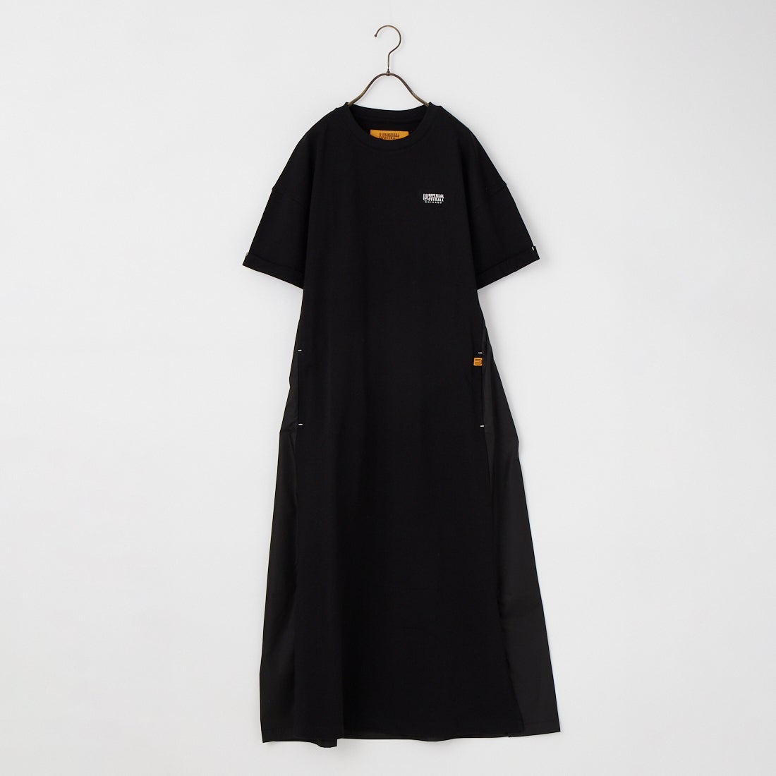 UNIVERSAL OVERALL [ユニバーサルオーバーオール] 別注 異素材切り替え マキシ丈ワンピース [U2512812IN-JF] BLACK