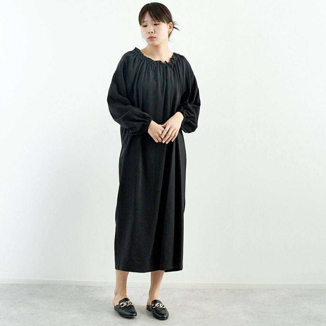 MICA&DEAL [マイカアンドディール] 2WAY ワンピース [0125104037] BLACK &&モデル身長：167cm 着用サイズ：F&&
