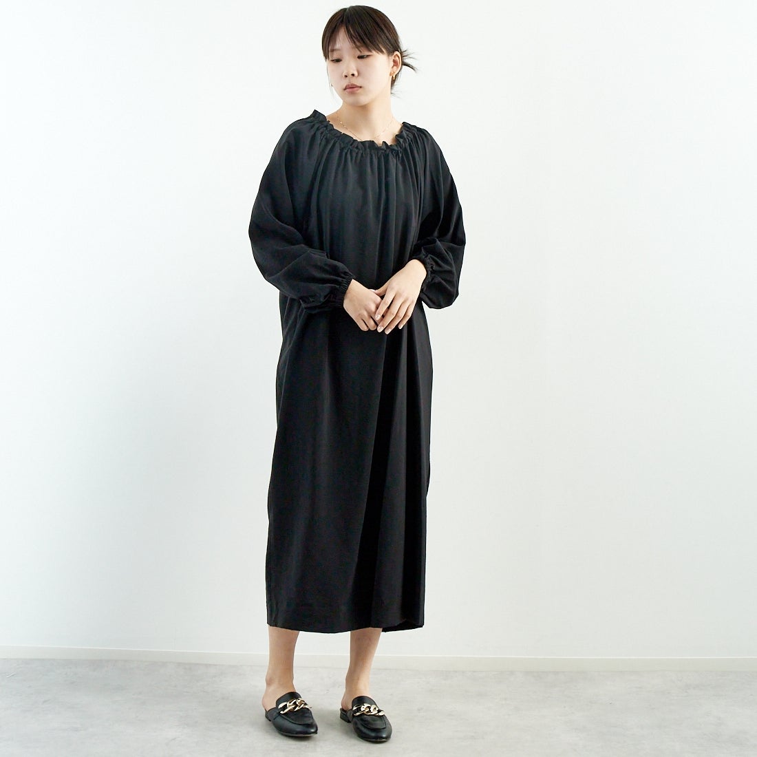 MICA&DEAL [マイカアンドディール] 2WAY ワンピース [0125104037] BLACK &&モデル身長：167cm 着用サイズ：F&&