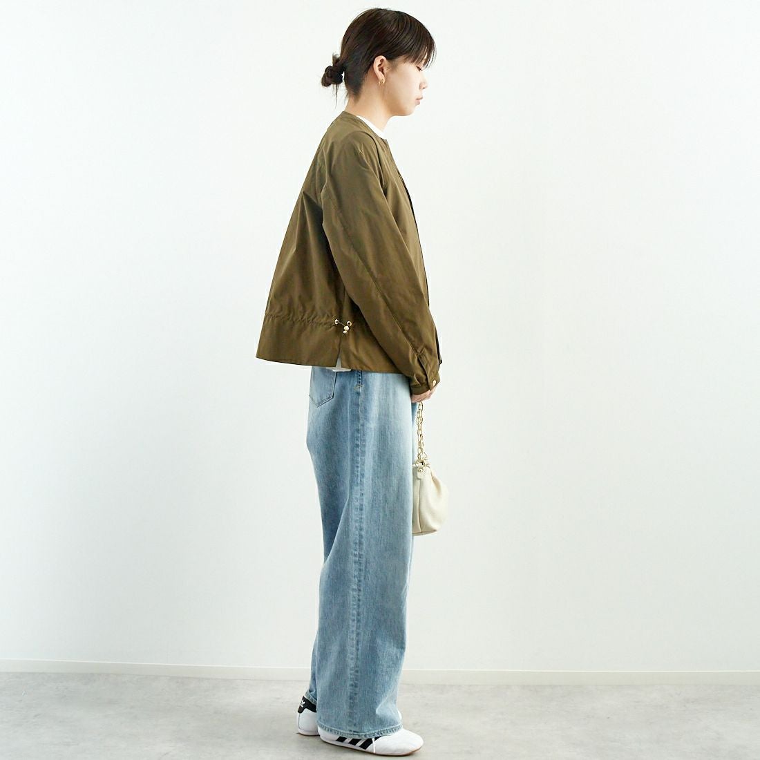 WOOLRICH [ウールリッチ] シティ ボンバージャケット [WWOU1182] GS GREENST &&モデル身長：167cm 着用サイズ：S&&