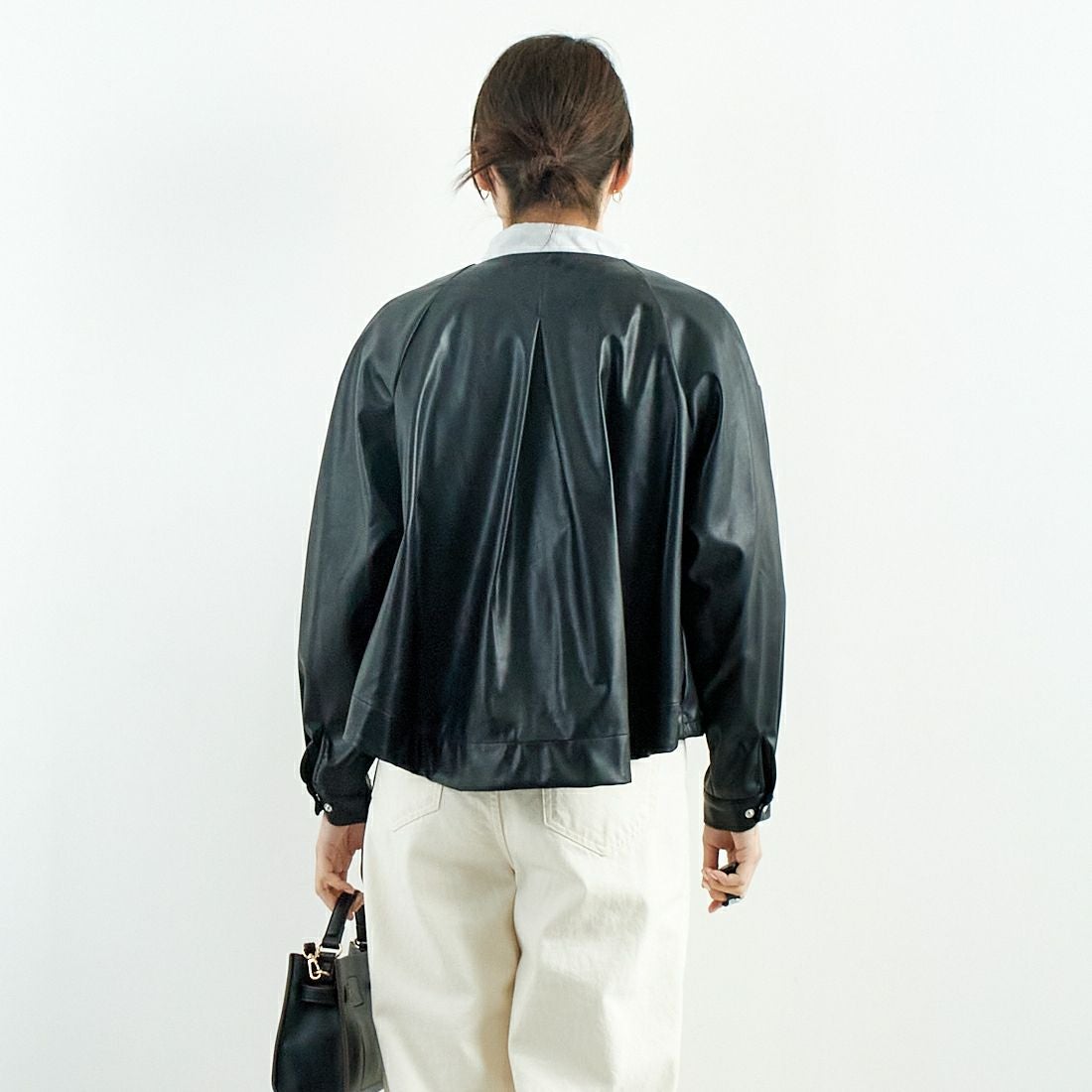 Jeans Factory Clothes [ジーンズファクトリークローズ] マットソフトフェイクレザーブルゾン [785024] 03 ﾌﾞﾗｯｸ &&モデル身長：167cm 着用サイズ：F&&