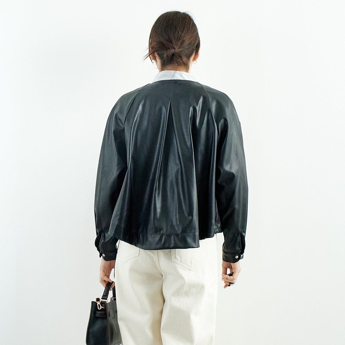 Jeans Factory Clothes [ジーンズファクトリークローズ] マットソフトフェイクレザーブルゾン [785024] 03 ﾌﾞﾗｯｸ &&モデル身長：167cm 着用サイズ：F&&