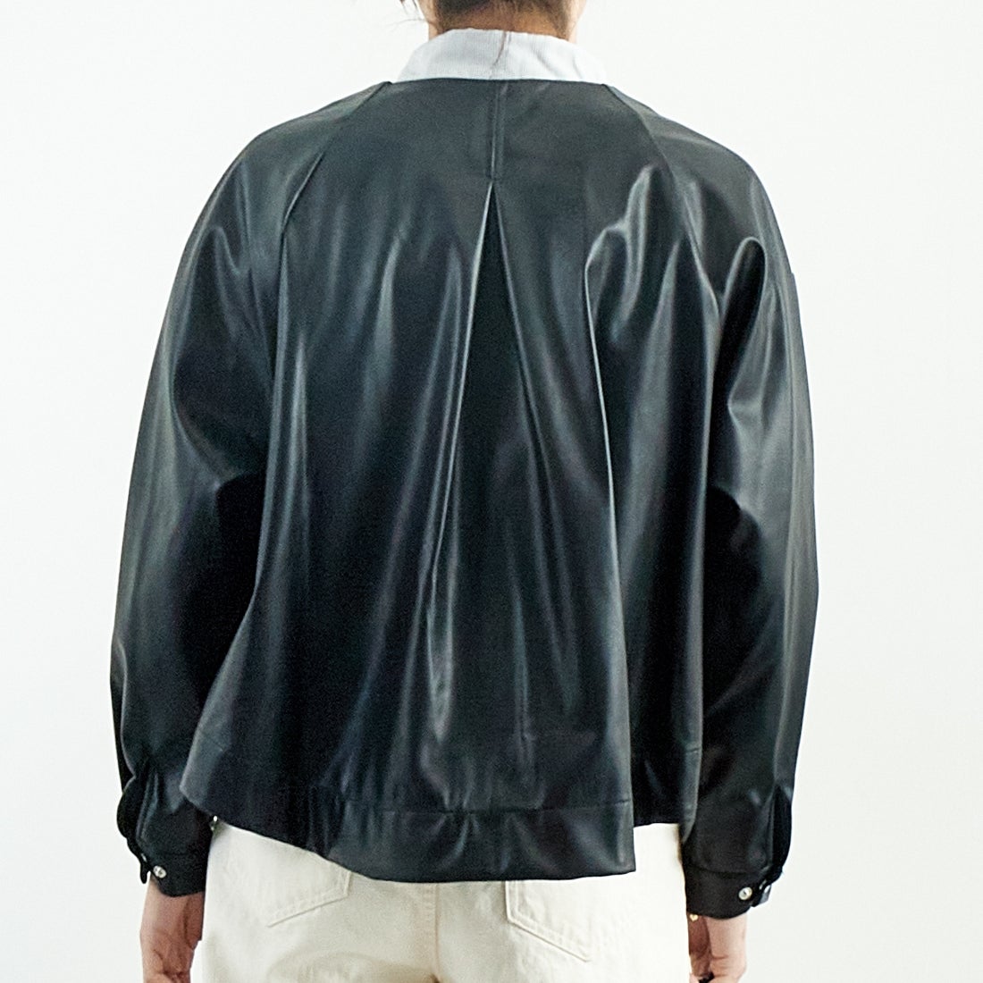 Jeans Factory Clothes [ジーンズファクトリークローズ] マットソフトフェイクレザーブルゾン [785024] 03 ﾌﾞﾗｯｸ &&モデル身長：167cm 着用サイズ：F&&