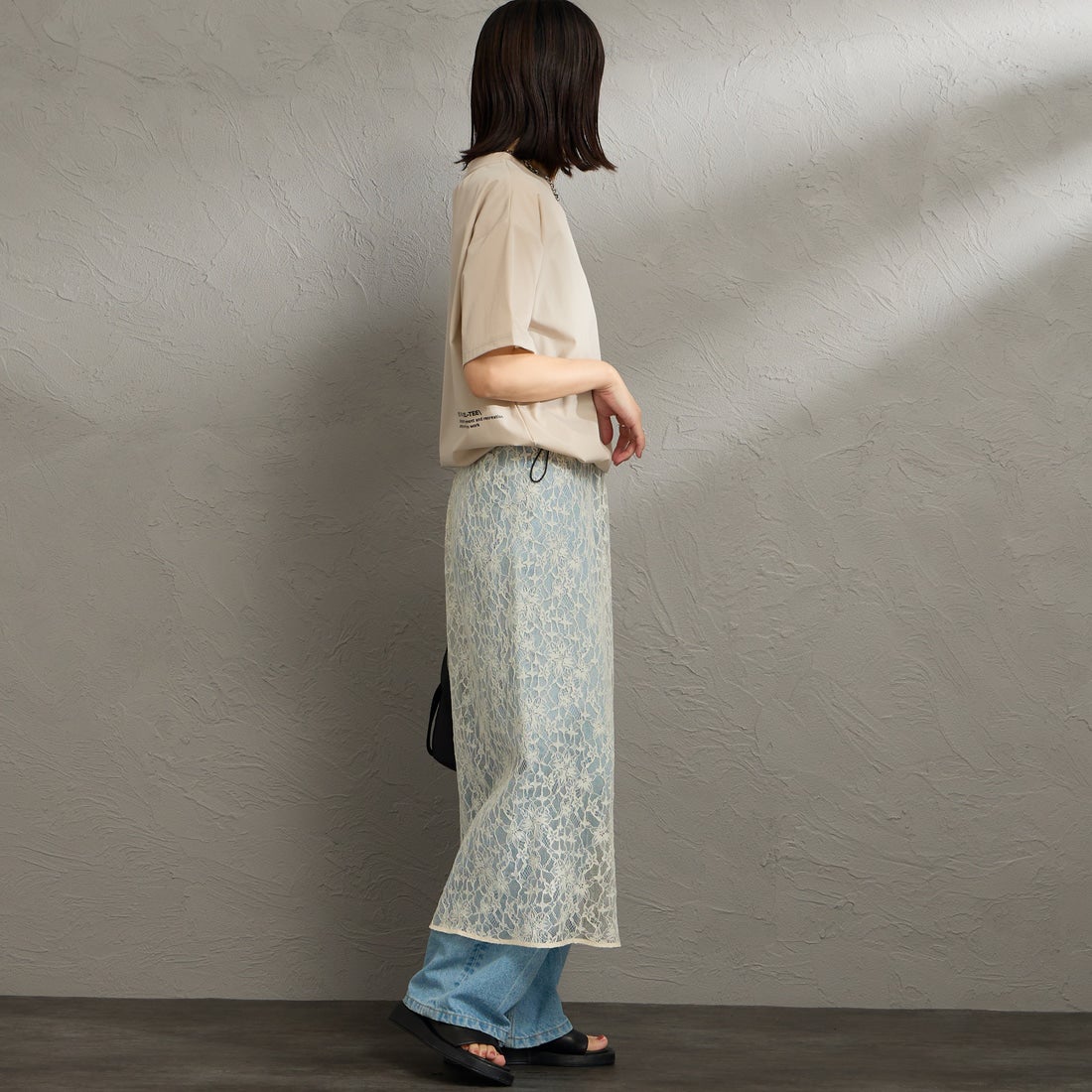 KELTY [ケルティ] 別注 ラッシュコンフォート ショートスリーブナイロンTシャツ [KE252W30IN02-JF] ｸﾞﾚｰｼﾞｭ &&モデル身長：160cm 着用サイズ：F&&