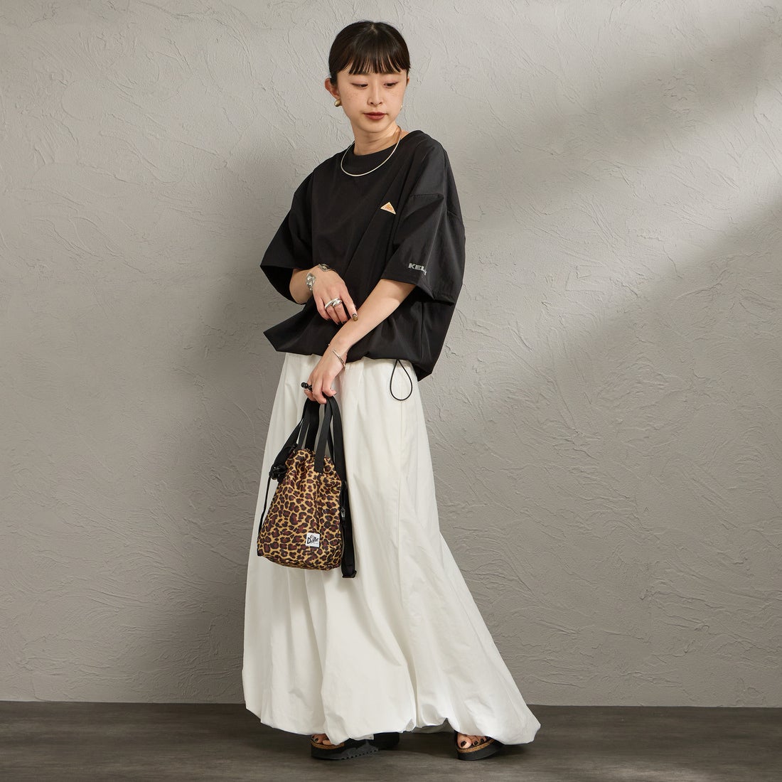 KELTY [ケルティ] 別注 ラッシュコンフォート ショートスリーブナイロンTシャツ [KE252W30IN02-JF] ﾌﾞﾗｯｸ &&モデル身長：150cm 着用サイズ：F&&