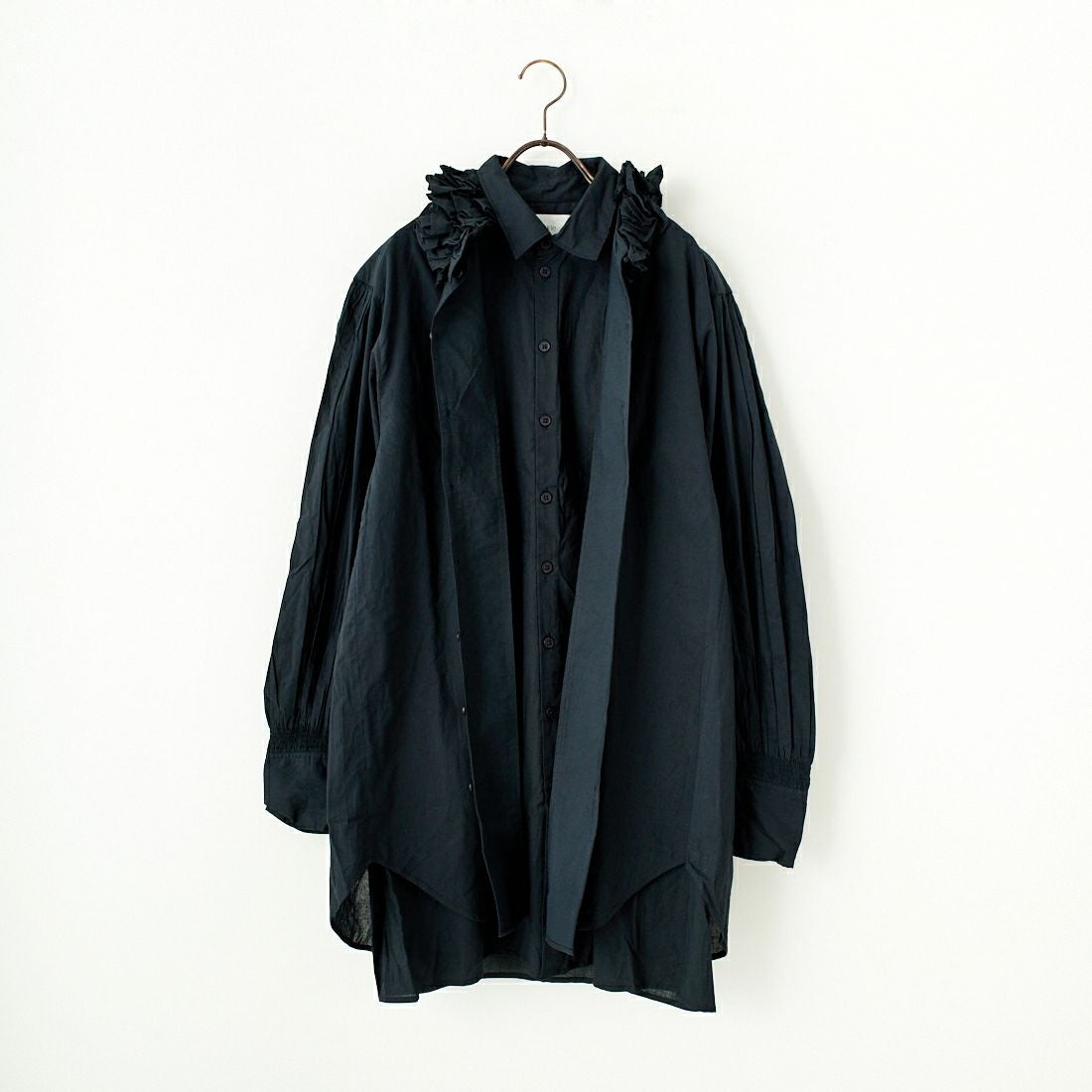 crinkle crinkle crinkle [クリンクル クリンクル クリンクル] フリルカラーレイヤードシャツ [CC-3508] BLACK