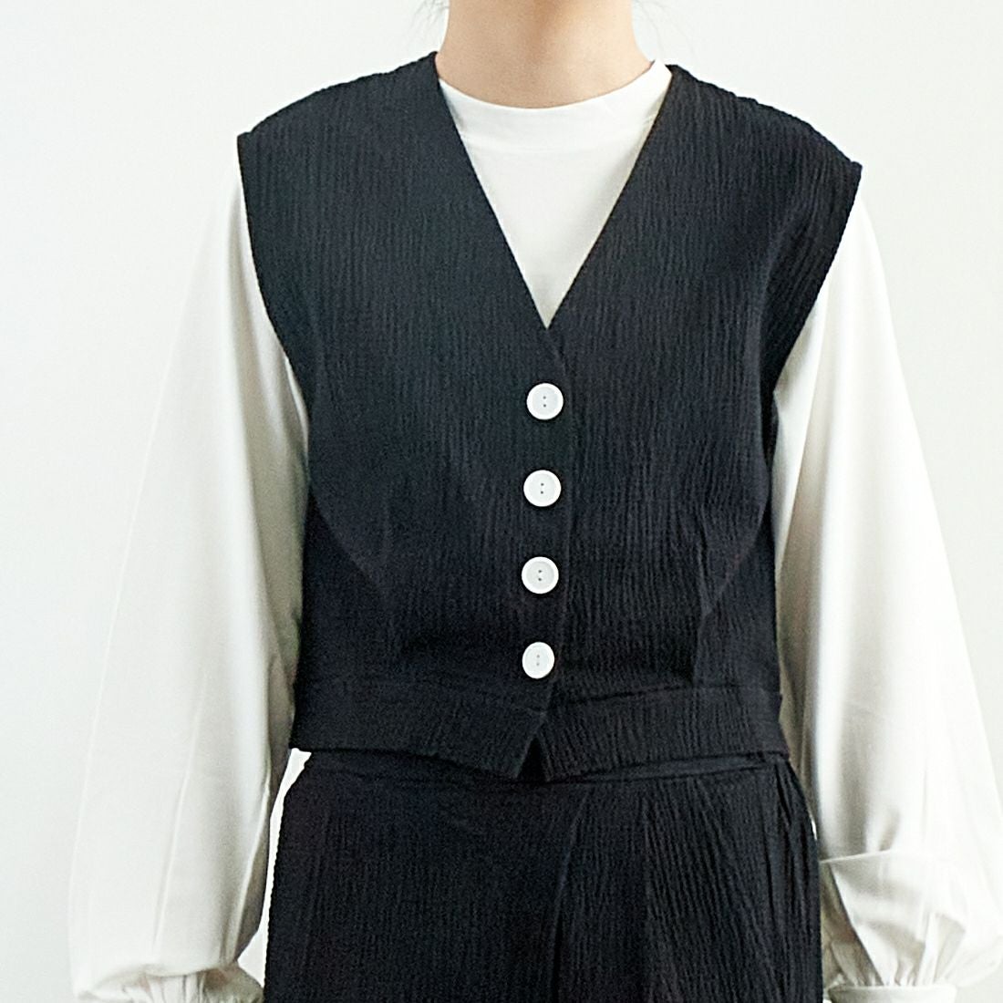 me. [ミードット] バンピーコットン2WAYベスト [ME-25109] 298 N.BLAC