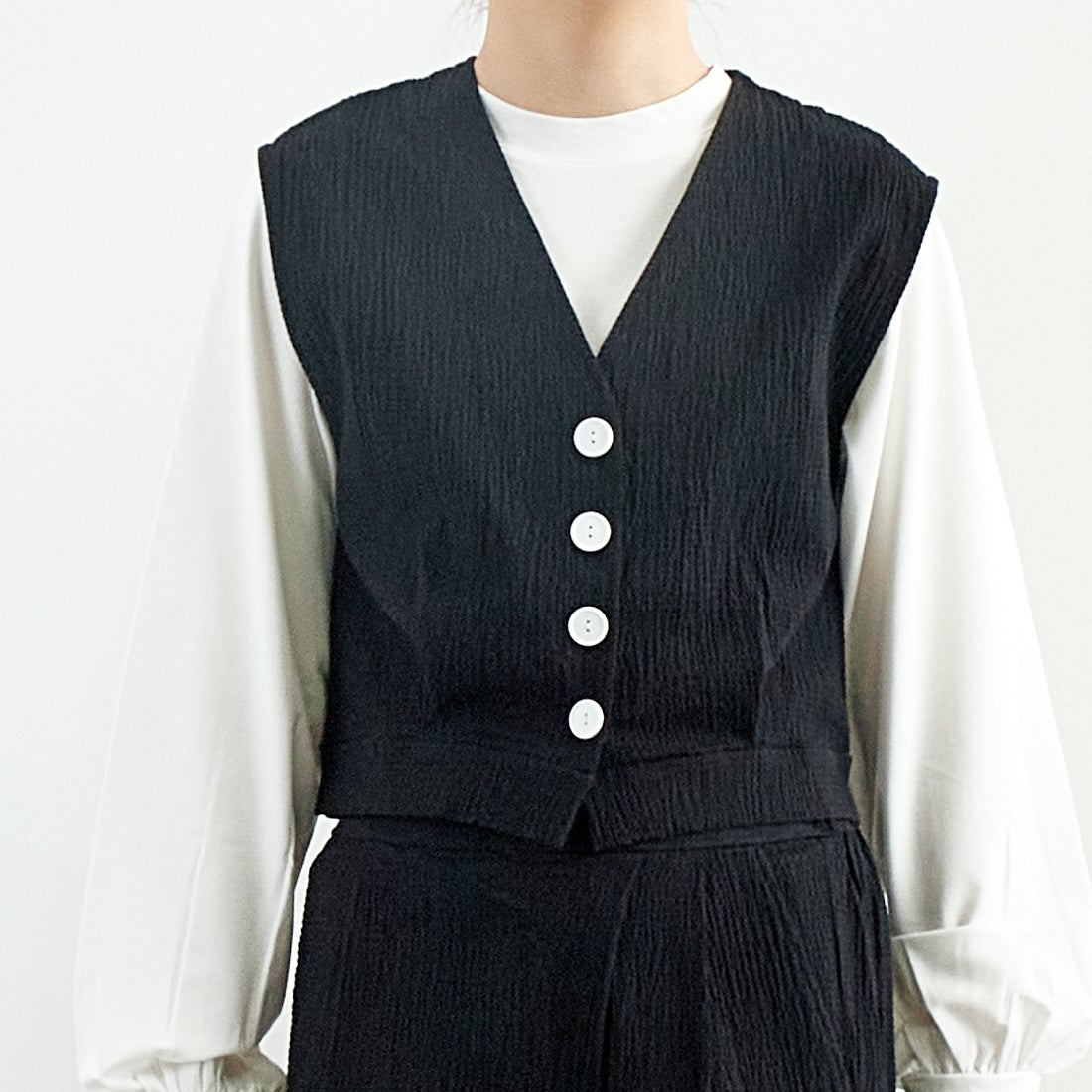 me. [ミードット] バンピーコットン2WAYベスト [ME-25109] 298 N.BLAC