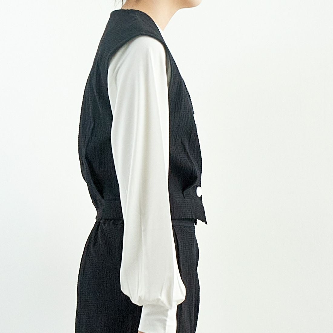 me. [ミードット] バンピーコットン2WAYベスト [ME-25109] 298 N.BLAC