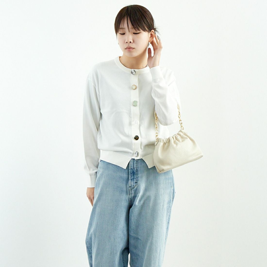 TORRAZZO DONNA [トラッゾドンナ] ビジューカーディガン [6259-679] 05 WHITE