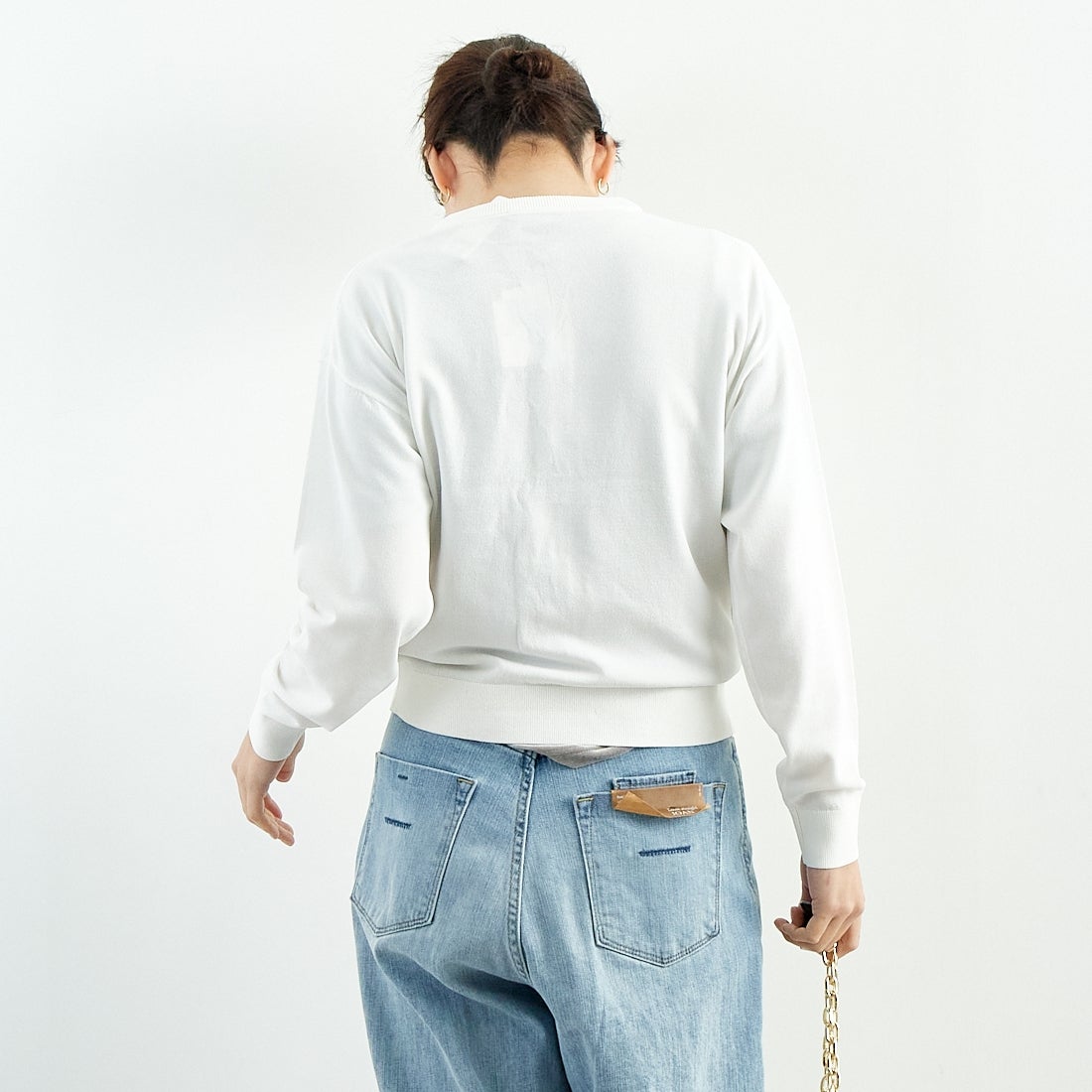 TORRAZZO DONNA [トラッゾドンナ] ビジューカーディガン [6259-679] 05 WHITE &&モデル身長：167cm 着用サイズ：F&&