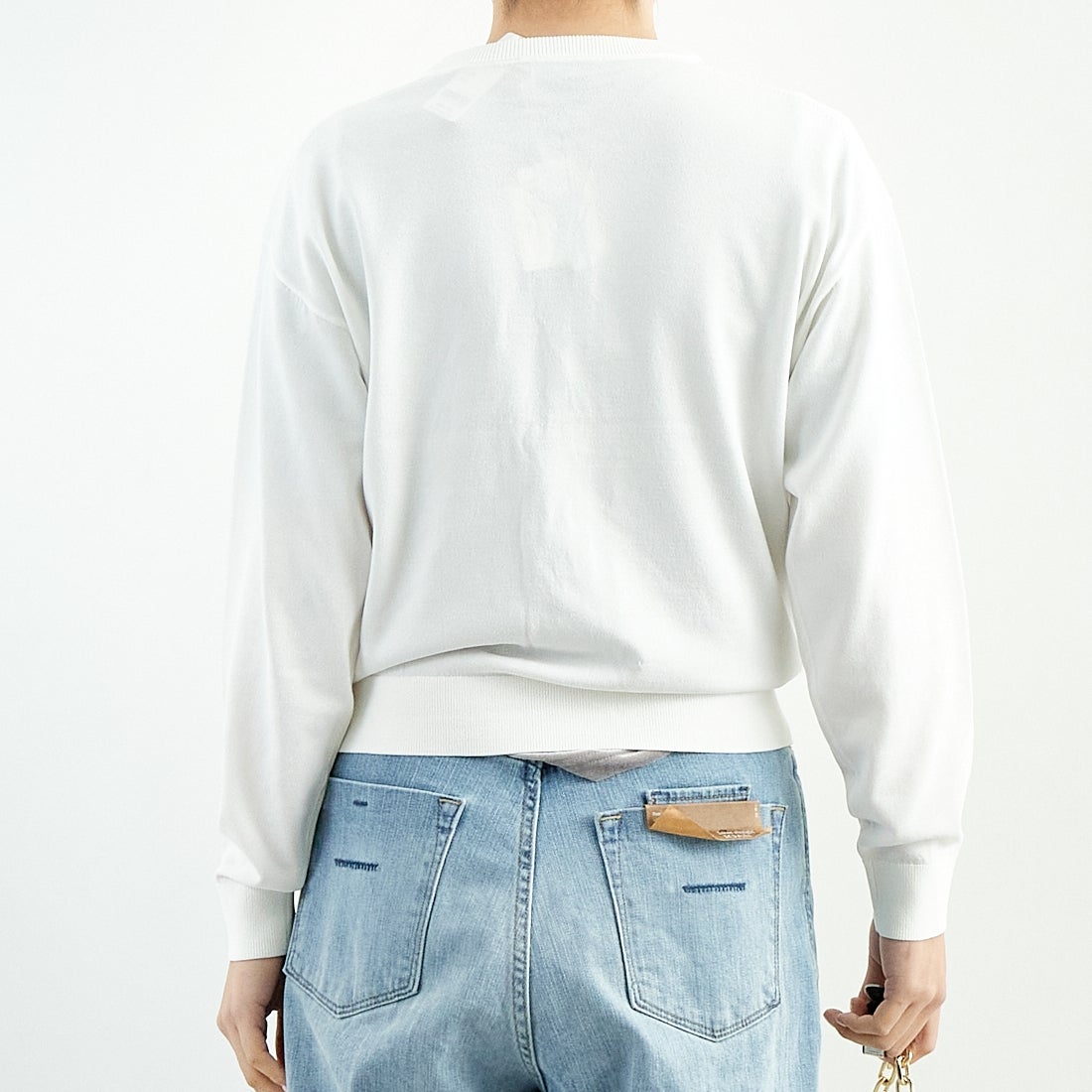 TORRAZZO DONNA [トラッゾドンナ] ビジューカーディガン [6259-679] 05 WHITE &&モデル身長：167cm 着用サイズ：F&&